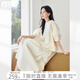 對白氣質(zhì)純棉襯衫套裝裙女2025夏新款泡泡袖襯衣A字裙優(yōu)雅兩件套 淺米杏 M