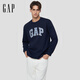 GAP男女裝春季經(jīng)典款字母logo圓領(lǐng)純棉長(cháng)袖T恤寬松上衣788456 海軍藍 XL (180/100A) 亞洲尺碼