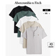 ABERCROMBIE & FITCH男裝24夏款5件組合裝經(jīng)典小麋鹿亨利領(lǐng)短袖T恤KI124-4177 黑色，白色，灰色，米色，綠色 M