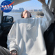 NASA MARVEL長(cháng)袖T恤男士春秋季情侶戶(hù)外休閑圓領(lǐng)衛衣寬松透氣上衣 白花灰 XL