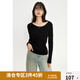 獨(dú)束大碼女裝【多色可選】洋氣減齡長袖V領(lǐng)針織衫秋簡約針織上衣 靜謐黑 XL (尺碼：3)