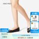 NINE WEST玖熙方頭淺口單鞋女2025春季新款平底鞋法式通勤百搭一腳蹬女鞋 黑色 37
