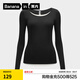 蕉內(nèi)（Bananain）熱皮301+保暖內(nèi)衣女士打底衫芭蕾領(lǐng)美體肌底衣長袖T恤秋衣保暖衣 【圓領(lǐng)】黑色 L