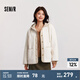 森馬[商場(chǎng)同款]外套女仿麂皮仿羊羔毛冬2024新款拼接寬松夾棉夾克 白色調00311 155/80A/S