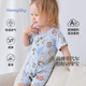 哈尼天空嬰兒夏季薄款連體衣莫代爾透氣衣服寶寶夏裝和尚服短袖外出睡衣 途途藍 80cm