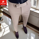 皮爾卡丹（pierre cardin）顯瘦時(shí)尚修身商務(wù)休閑褲男士夏季新款韓版九分小腳褲男款西裝褲 米白色九分褲【新品】 31