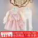 鸞雀翔一周歲女寶寶套裝1-3歲女童秋季連衣裙兩件套兒童衣服2歲女孩套裝 粉色包包套裝 100碼 建議身高90-100 體重24-30