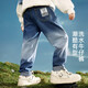 ASK JUNIOR兒童男童褲子2025秋季漸變水洗牛仔褲男大童寶寶運(yùn)動(dòng)褲 藍(lán)色 150