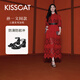 KISSCAT接吻貓孫一文同款【云感】25夏方頭粗跟時(shí)裝涼鞋黑色一字帶涼鞋 黑色 37