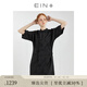 EIN言新中式東方花影美拉藍(lán)改良旗袍式暗紋提花連衣裙女夏新款 石墨黑  L