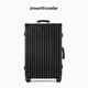 夢(mèng)旅者復古行李箱萬(wàn)向輪鋁框拉桿箱密碼箱包大容量學(xué)生旅行箱登機箱男女 啞光黑色卡扣 24英寸 （托運箱+磨砂箱體）