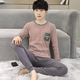 雅鹿秋衣秋褲男士青少年套裝內穿薄款棉毛衫秋冬棉初中生保暖內衣 [純棉套裝]Z30紅色條紋 M 160 100斤以?xún)? title=