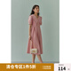 獨(dú)束大碼女裝法式溫柔娃娃領(lǐng)減齡連衣裙女夏新款微胖mm壓褶大擺裙 晨曦粉 L