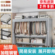 蝸家免安裝折疊衣柜出租房簡(jiǎn)易衣柜宿舍衣服柜雙人布衣柜大號(hào)臥室衣柜 灰色條紋【折疊款-長(zhǎng)194cm】