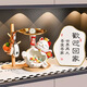 奇雅萊招財貓玄關(guān)鑰匙收納擺件入戶(hù)鞋柜客廳家居裝飾搬家喬遷新居禮品 微笑大肚招財貓+球拍木架+歡迎臺