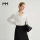 麥檬MM麥檬奢華質(zhì)感100真絲白色襯衫商場(chǎng)同款25年夏新品5G2120251 本白色 S