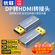 優(yōu)聯(lián)DP轉HDMI轉接頭 4Kdp轉高清閃屏轉換器公對母 適用筆記本 筆記本電腦顯卡臺式主機連接顯示器屏幕 DP轉HDMI轉換頭【鋁合金外殼+鍍金接口】