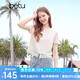 百圖betu女裝2025夏季新款襯衫V領精美編織蕾絲透氣短袖上衣女2504T57 淺杏色 M