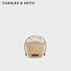 CHARLES&KEITH25夏新品鏤空編織抽繩手提斜挎水桶包七夕禮物CK11-10782618 Beige米色 R