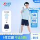 特步（XTEP）兒童童裝男女童舒適百搭時尚短袖針織套裝 天際藍(lán) 140