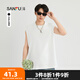 三福2025夏季男士簡約寬肩背心 休閑運動風寬松圓領上衣498652 精白 L