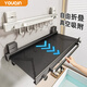 優(yōu)勤（YOUQIN）吸盤衛(wèi)生間置物架浴室放衣服神器折疊隱形置物架毛巾浴巾置物架 吸盤上墻【槍灰44cm】無桿6鉤