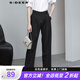 S.DEER圣迪奧通勤女裝休閑高腰暗褶拼接闊腿長(zhǎng)褲 黑色/91 S 160