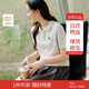 茵曼簡約娃娃領(lǐng)刺繡針織衫夏季女裝休閑通勤顯瘦短袖上衣 花紗色  M