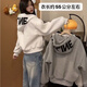 紫昕月春秋新款美式連帽字母印花衛衣女韓版寬松百搭開(kāi)衫短款外套上衣潮 灰色/版[好物優(yōu)選-春秋 M [建議86-105斤]