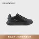 EMPORIO ARMANI/阿瑪尼官方旗艦【七夕男友禮物】牛皮剖層革戶外運動休閑小白鞋 K001-黑色 42
