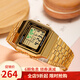 卡西歐(CASIO)手表男 小方塊表小金表 多功能雙顯運動石英手表 A500WGA-1D