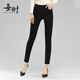 每時(shí)冬季雙層加絨修身韓版小腳褲加厚保暖松緊腰鉛筆褲9110黑3XL