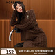 紅袖奧萊冬季新款女裝愛心胸針落肩圓領(lǐng)套頭針織衫 摩卡棕082 M