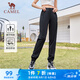 駱駝（CAMEL）運動褲女梭織束腳薄款休閑衛(wèi)褲子 CC3225L2005A 黑色 M
