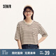 森馬（Semir）短袖T恤女短款寬松套頭衫小個子夏季條紋上衣復(fù)古風(fēng)100324100003