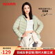 鴨鴨（YAYA）佟麗婭同款輕薄羽絨服女新款秋冬季休閑短款連帽保暖輕便韓版外套 抹茶綠色 XL