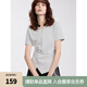 ELLE法式條紋設(shè)計(jì)感休閑T恤女2025春季新款小眾通勤別致V領(lǐng)短袖 黑白 L