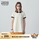 Teenie Weenie小熊夏季撞色Polo休閑通勤簡約白色連衣裙時尚收腰短裙女 乳白色 S (160)