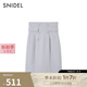 SNIDEL2025春夏新品時尚百搭高腰雙排扣直筒半身短裙SWFS252141 水藍(lán)色 S (0)