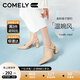 COMELY康莉包頭涼鞋女春夏新款羊皮尖頭粗高跟優(yōu)雅通勤單鞋 杏色 39