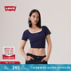 Levi's【商場同款】李維斯25年夏季新款女士針織休閑短袖T恤0019T 靛藍(lán) L