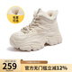 駱駝（CAMEL）絨里老爹鞋冬季女鞋新款經(jīng)典黑白雙色休閑增高運動鞋 L23W283162M杏色 （毛里） 38