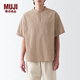 無印良品（MUJI）男式 涼感 亨利領 短袖T恤休閑百搭亨利衫男款打底衫純棉涼感物語 米色 XXL（185/112A）