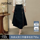 KBNE半身裙女新中式馬面裙中長款2025夏季新款高腰a字裙半裙長裙 黑色 L