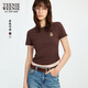 Teenie Weenie小熊女裝早春新款時(shí)尚柔軟舒適假兩件拼接短袖T恤衫