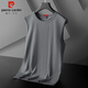 皮爾卡丹（pierre cardin）背心男夏季冰絲薄款無(wú)袖T恤男士莫代爾速干上衣男裝 深灰色 XL