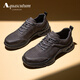 雅格獅丹（Aquascutum）男鞋2025夏季新款真皮透氣休閑運動鞋戶外防滑健步鞋子男 灰色 40 -適合運動鞋41碼