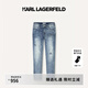 Karl Lagerfeld卡爾拉格斐輕奢老佛爺男裝夏款時尚刺繡牛仔褲1K1D10403096 藍色 36