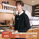 FILA 斐樂(lè)官方男裝情侶款衛(wèi)衣秋冬男女同款休閑衛(wèi)衣加絨保暖上衣 正黑色-BK（加絨） 175/96A/L