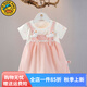 G.DUCK KIDS小黃鴨童裝女童連衣裙夏季薄款兒童公主裙夏裝短袖卡通純棉夏裝 粉紅色 73 建議3-7個(gè)月13-18斤